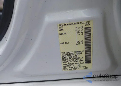 2015 Nissan Altima 2.5 S из США, поврежденный, VIN 1N4AL3AP7FC141945